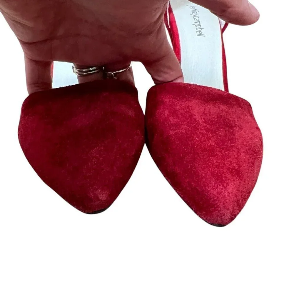 Jeffrey Campbell D'orsay High Heels Pumps Size 8 Red Suede Event Valentines Day